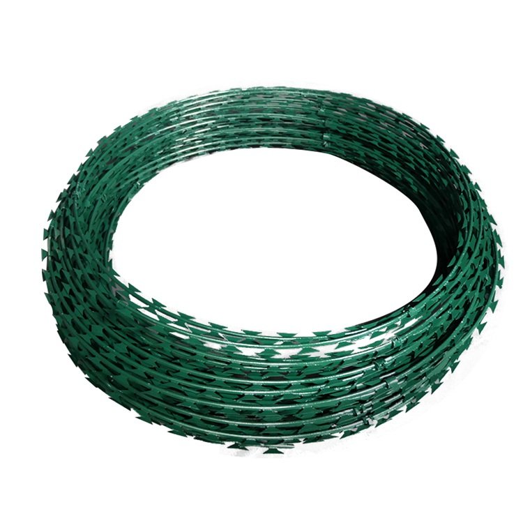 450mm double galvanized green razor wire - Back View