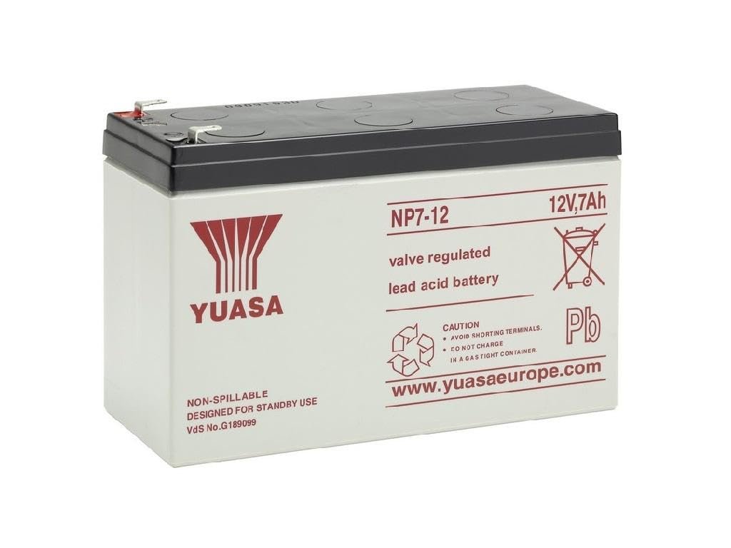 12v 7Ah Yuasa battery - Back View